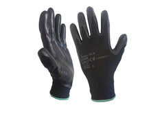 Black 103BB general handling gloves, The gloves have a black nitrile coating. The gloves are optimised for dexterity and have a green hem. Perfect for general handling.