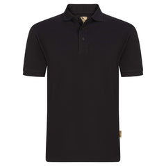 Orn Workwear Osprey EarthPro Poloshirt with button up collar in black.