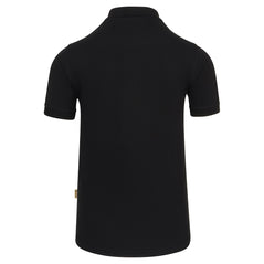 Back of Orn Workwear Osprey EarthPro Poloshirt with button up collar in black.