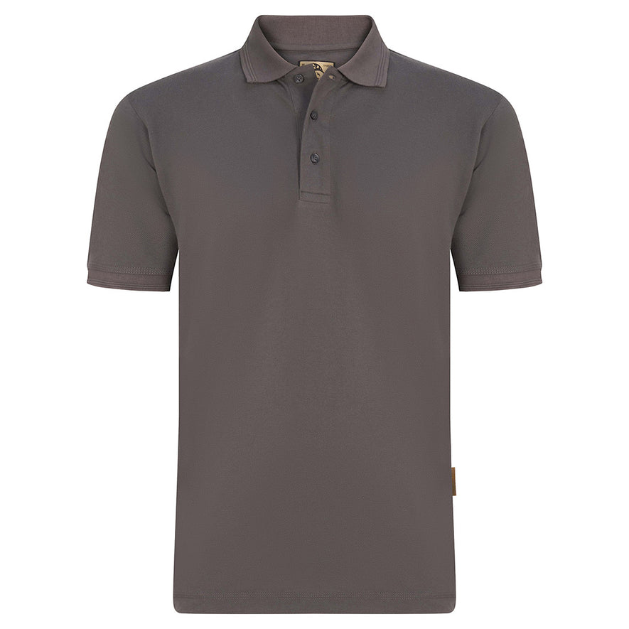Orn Workwear Osprey EarthPro Poloshirt with button up collar in graphite.