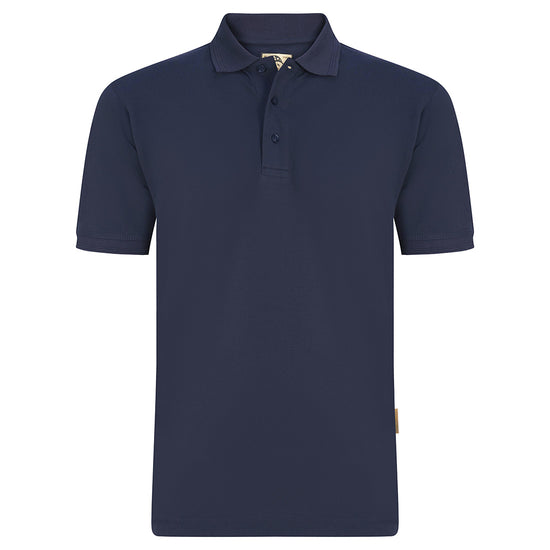 Orn Workwear Osprey EarthPro Poloshirt with button up collar in navy.