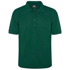 Orn Workwear Osprey EarthPro Poloshirt with button up collar in bottle green.