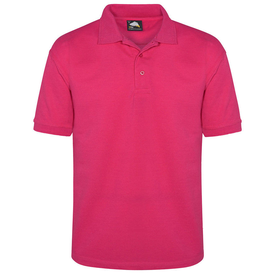Orn Workwear Eagle Poloshirt with button up collar in pink.