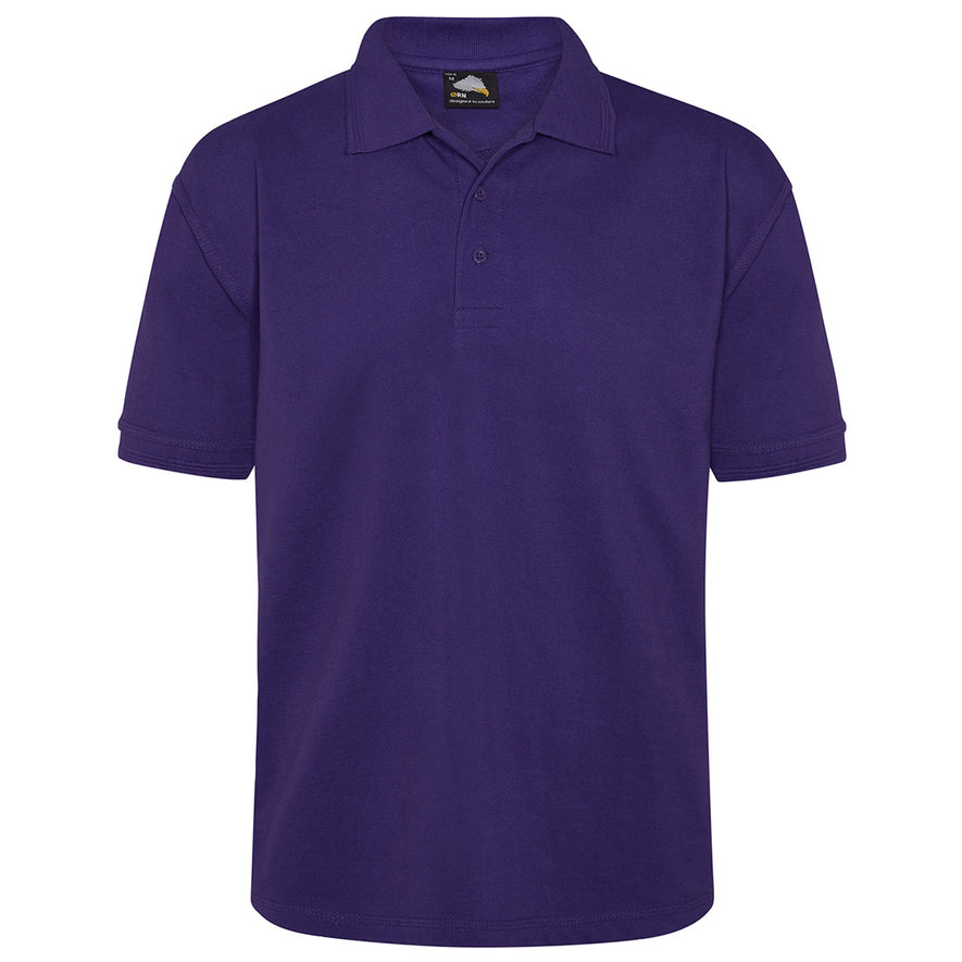Orn Workwear Eagle Poloshirt with button up collar in purple.