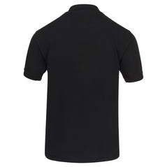 Back of Orn Workwear ORN Petrel 100% Cotton Poloshirt with button up collar in black.