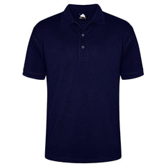Orn Workwear Warbler Stud Poloshirt with button up collar in navy.