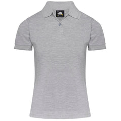 Orn Workwear Wren Ladies Poloshirt with button up collar in ash.