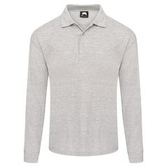 Orn Workwear Weaver Long Sleeve Poloshirt with button up collar in ash.