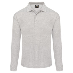 Orn Workwear Weaver Long Sleeve Poloshirt with button up collar in ash.