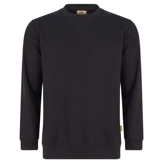 Orn Workwear Kestrel EarthPro Sweatshirt with round neck collar in black.