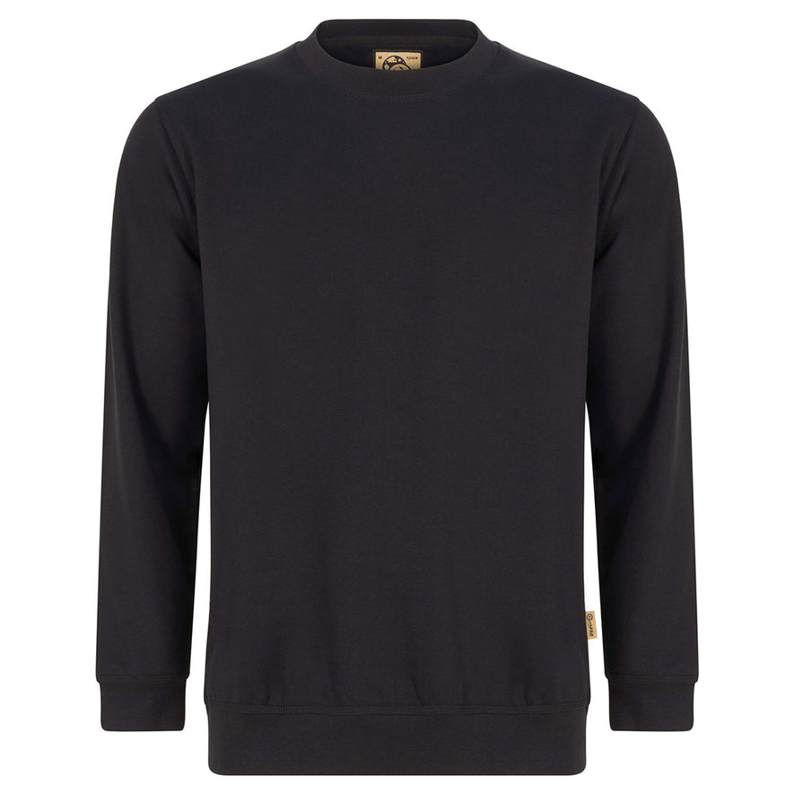 Orn Workwear Kestrel EarthPro Sweatshirt with round neck collar in black.