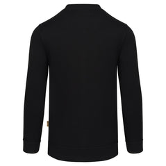Back of Orn Workwear Kestrel EarthPro Sweatshirt with round neck collar in black.