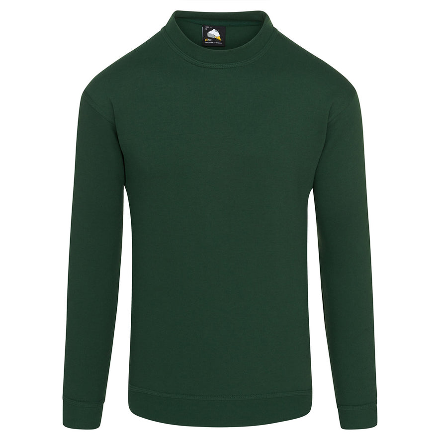 Orn Workwear Kite Sweatshirt with round neck collar in bottle green.
