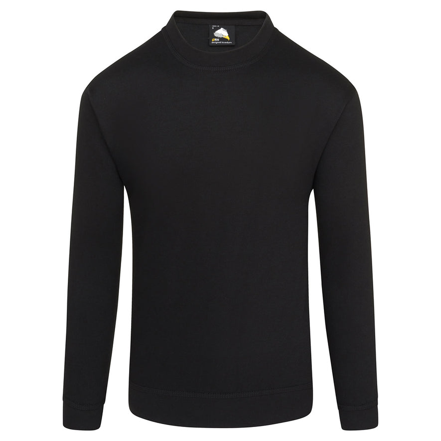 Orn Workwear Kite Sweatshirt with round neck collar in black.