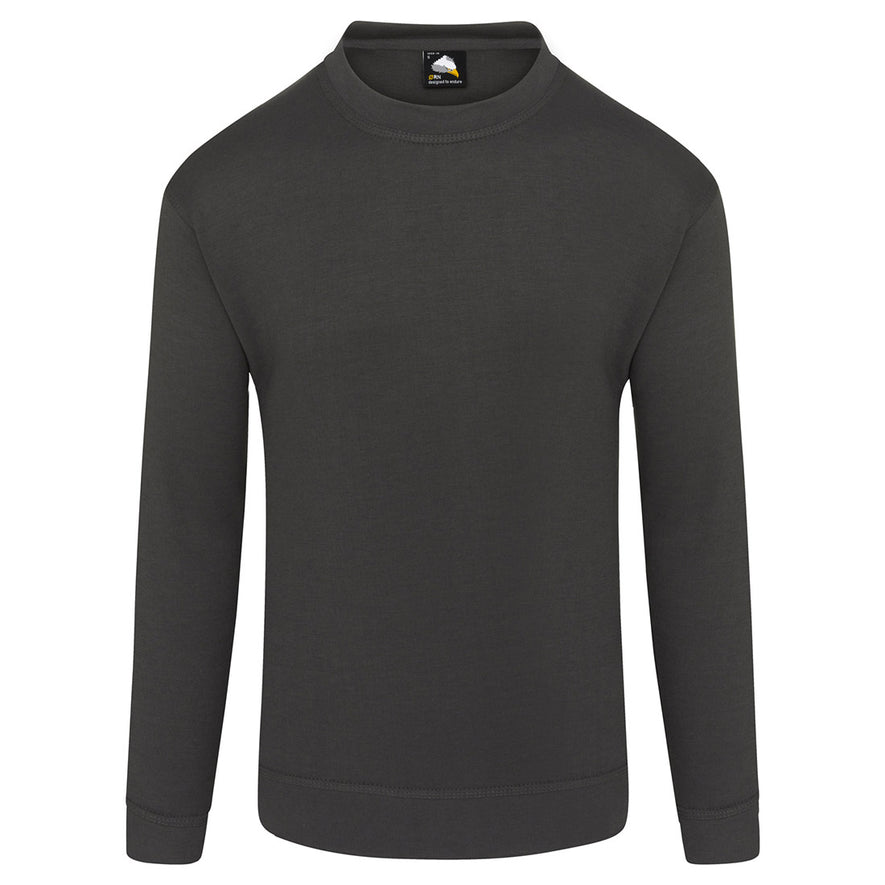 Orn Workwear Kite Sweatshirt with round neck collar in graphite.