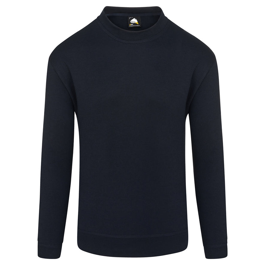 Orn Workwear Kite Sweatshirt with round neck collar in navy.