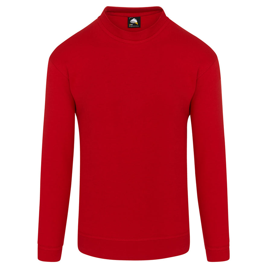 Orn Workwear Kite Sweatshirt with round neck collar in red.
