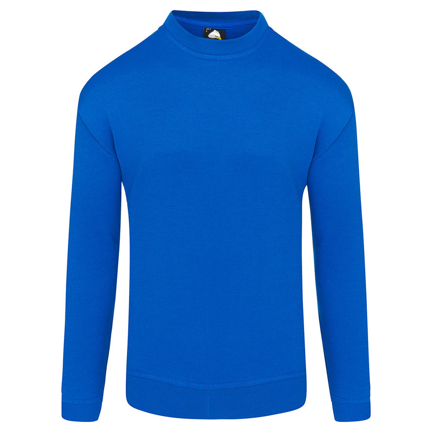 Orn Workwear Kite Sweatshirt with round neck collar in royal blue.