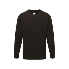 Orn Workwear Seagull 100% Cotton Sweatshirt with round neck collar in black.