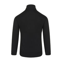 Back of Orn Workwear Grouse 1/4 Zip up Sweatshirt in black with white lining on the collar.