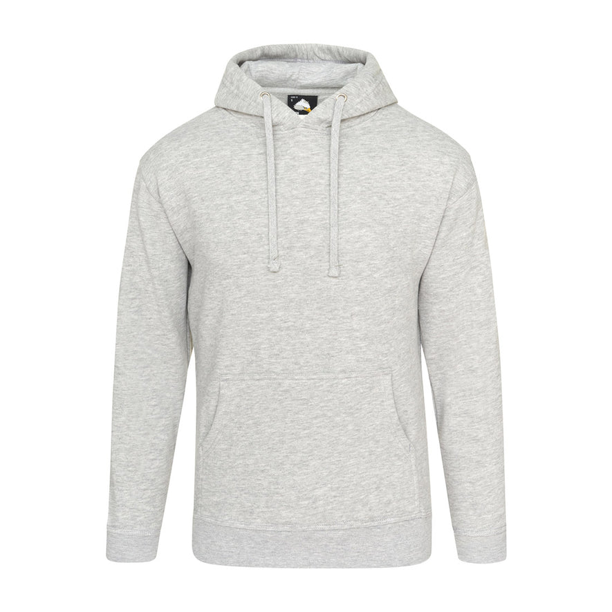Orn Workwear Owl Hoodie with front pocket in ash.