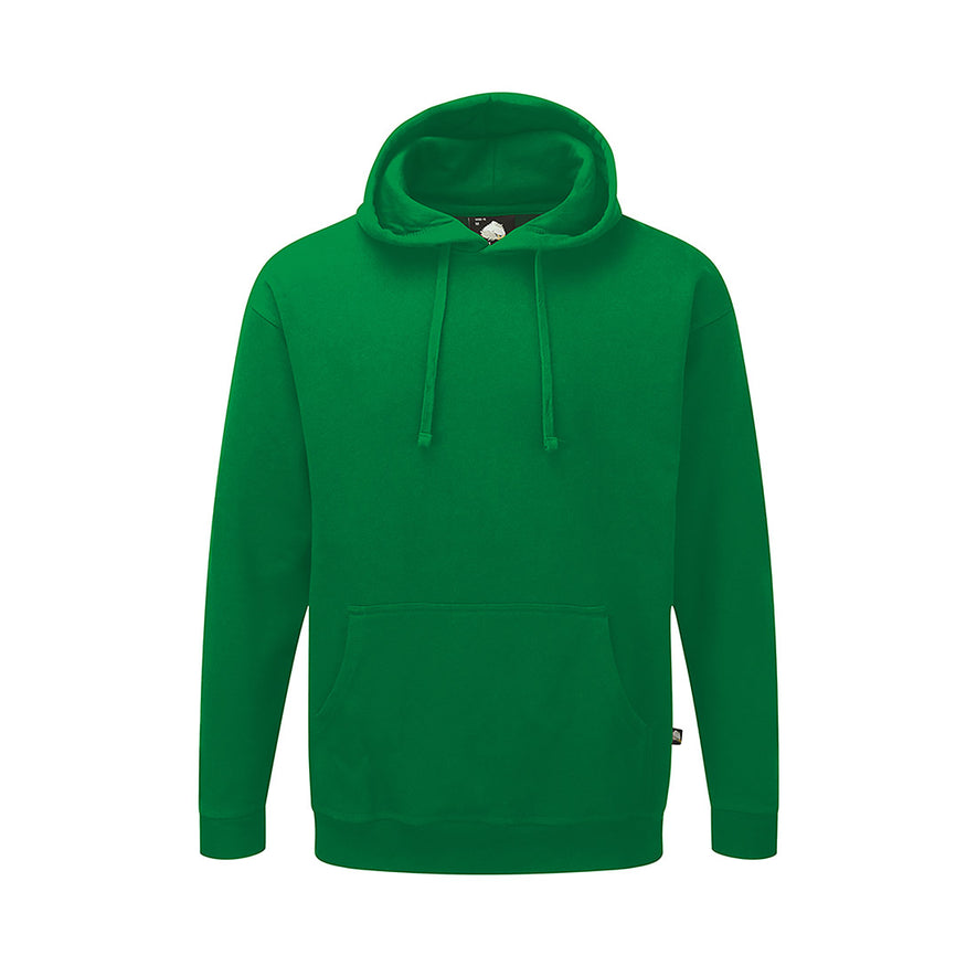 Orn Workwear Owl Hoodie with front pocket in Kelly green.