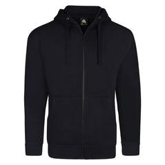 ORN Workwear Macaw Zipped up Hoodie with two front pockets in black.