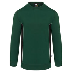 ORN Workwear Silverswift round neck Sweatshirt in bottle green with black contrast on the sides and white stitching for contrast through out.