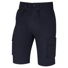 Orn Workwear Condor Shorts in black with button fasten, belt loops and cargo style pockets.