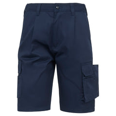 Orn Workwear Ladies Combat Shorts in navy with button fasten, belt loops and cargo style pockets.