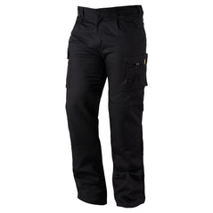 Orn Workwear Hawk EarthPro Trouser in black with button fasten, belt loops and cargo style pockets.