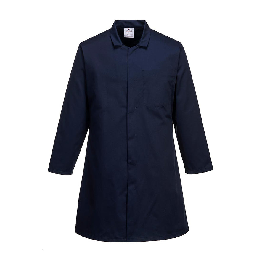 Navy Collared Mens Long Food Coat