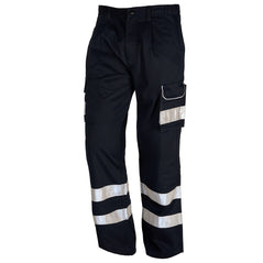 Orn Workwear ORN Condor Combat Trouser Hi-Vis Bands in black button fasten, belt loops and cargo style pockets.