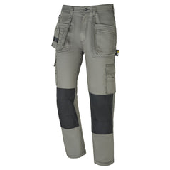 Orn Workwear Swift Tradesman Trousers in Anthracite grey button fasten, d loop ring, belt loops and cargo style pockets and black kneepad pockets.
