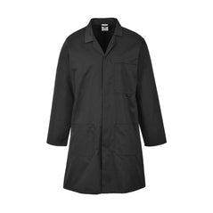 Black Collared Mens Long Food Coat