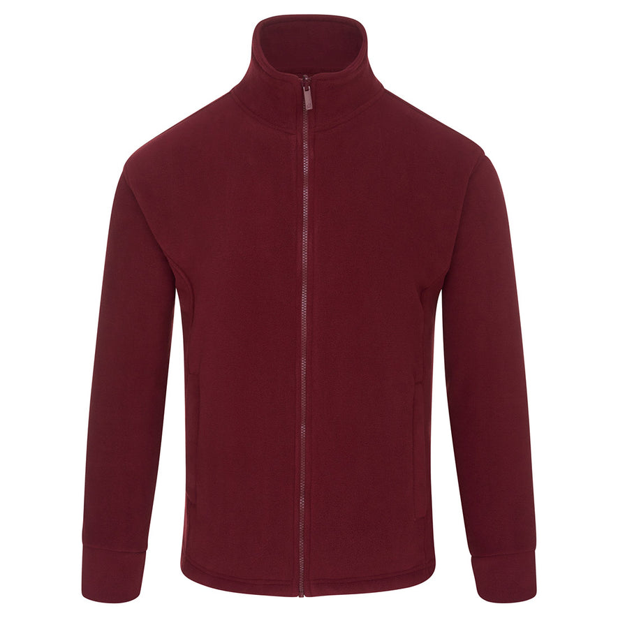 Orn Workwear Albatross Fleece in burgundy with full zip fasten.