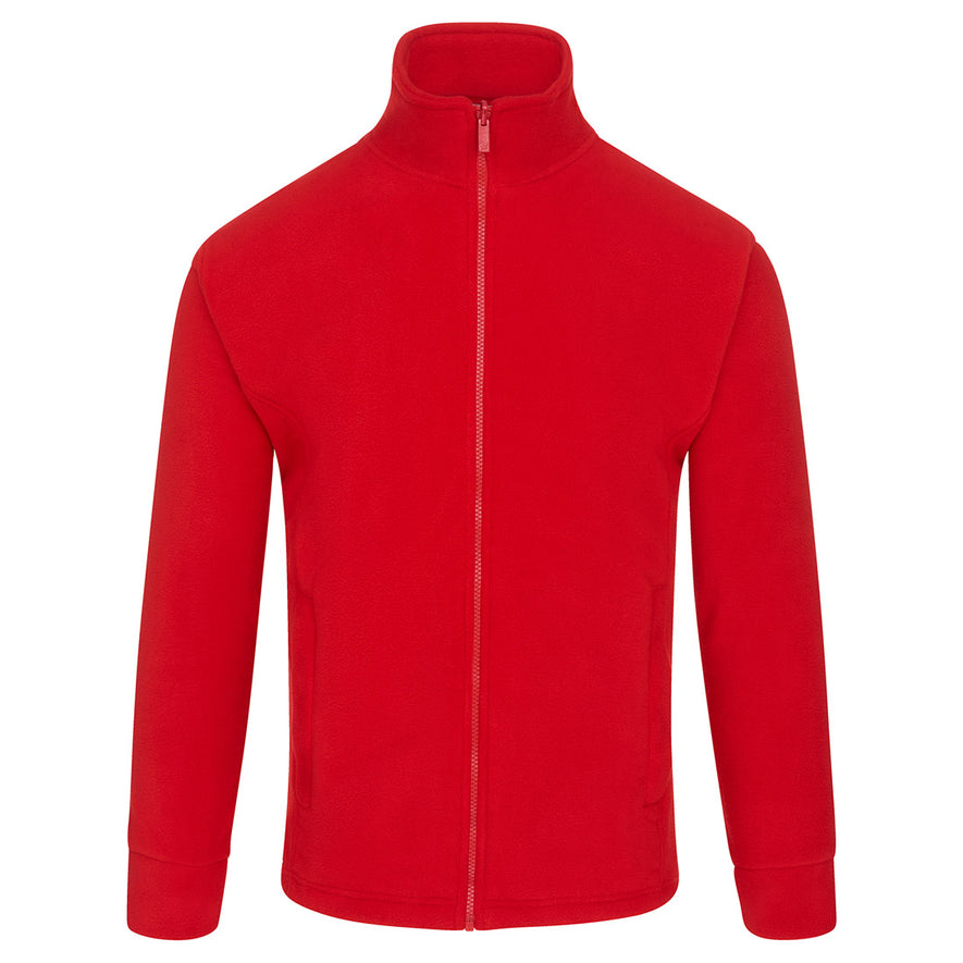 Orn Workwear Albatross Fleece in red with full zip fasten.