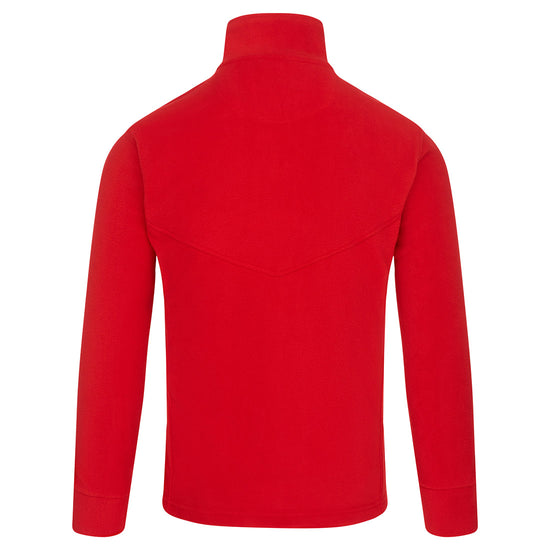 Back of Orn Workwear Albatross Fleece in red with full zip fasten.