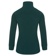 Back of Orn Workwear Ladies Albatross Fleece in bottle green with full zip fasten.