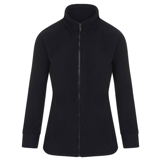 Orn Workwear Ladies Albatross Fleece in black with full zip fasten.