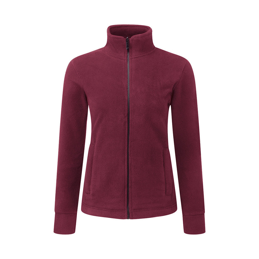Orn Workwear Ladies Albatross Fleece in burgundy with full zip fasten.