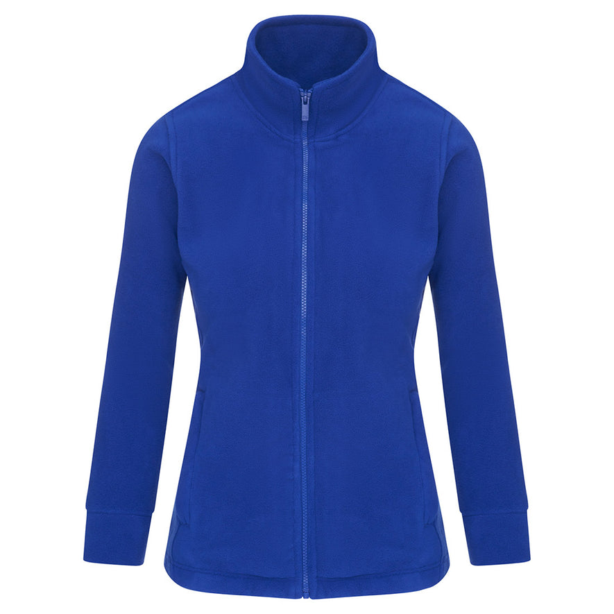 Orn Workwear Ladies Albatross Fleece in royal blue with full zip fasten.