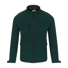 Orn Workwear Tern Softshell in bottle green with full zip fasten and right chest pocket.