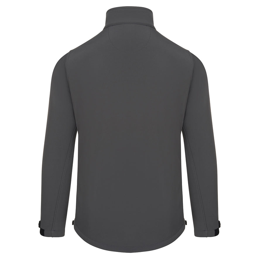 Back of Orn Workwear Tern Softshell in graphite grey.