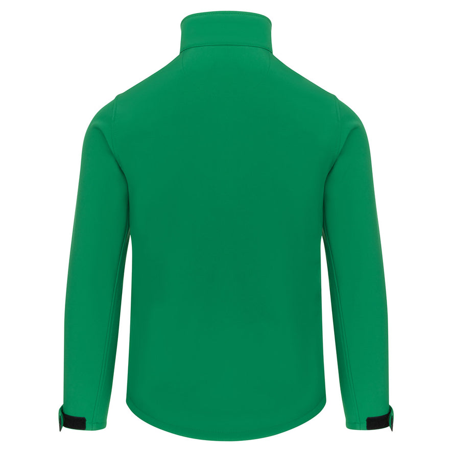 Back of Orn Workwear Tern Softshell in kelly green.
