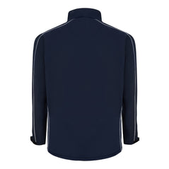 Back of Orn Workwear ORN Crane Softshell in navy with grey stitching for contrast.