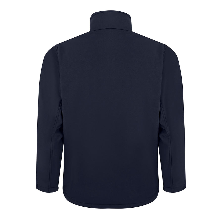 Back of Orn Workwear ORN Cardinal Heated Softshell in navy.