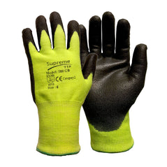 Green and Black 500GRB Cut resistant gloves, The gloves are cut level 5/B,The gloves are optimised for the construction industry.