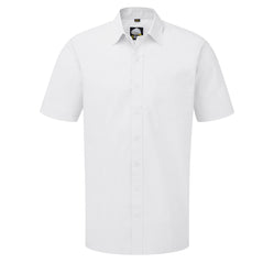 Orn Workwear ORN Manchester Short Sleeve Shirt in white with white buttons, pocket on left chest and collar.