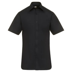 Orn Workwear ORN Essential Short Sleeve Shirt in black with black buttons, pocket on left chest and collar.